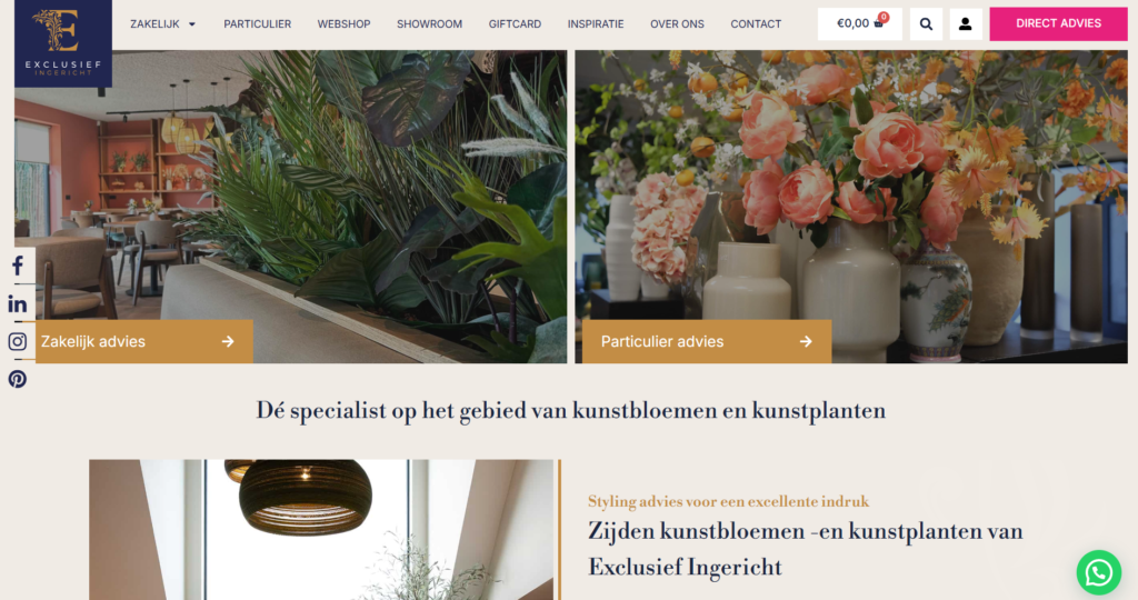 Website Exclusief ingericht